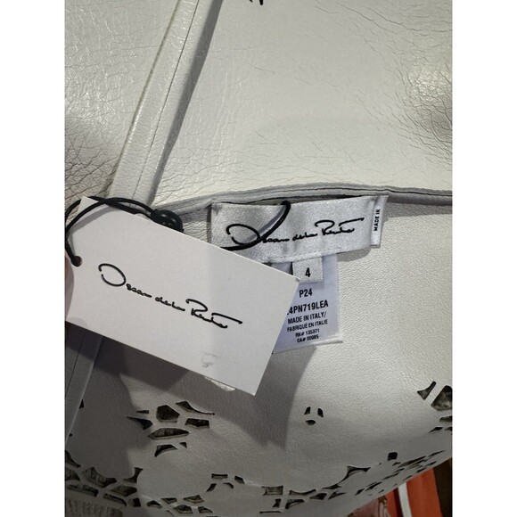 $3000 NEW Oscar de la Renta Leather Laser Cut Top Katy Perry White 2 4 6 Halter - Picture 6 of 7